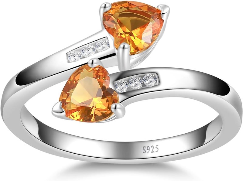 Yaresul 1CT Adjustable Women Heart Ring 925 Sterling Silver Birthstone Rings for Women Promise Ring for her Simulated Gemstone Statement Stackable Band Width 2mm Open Size 5~9 - Image 2